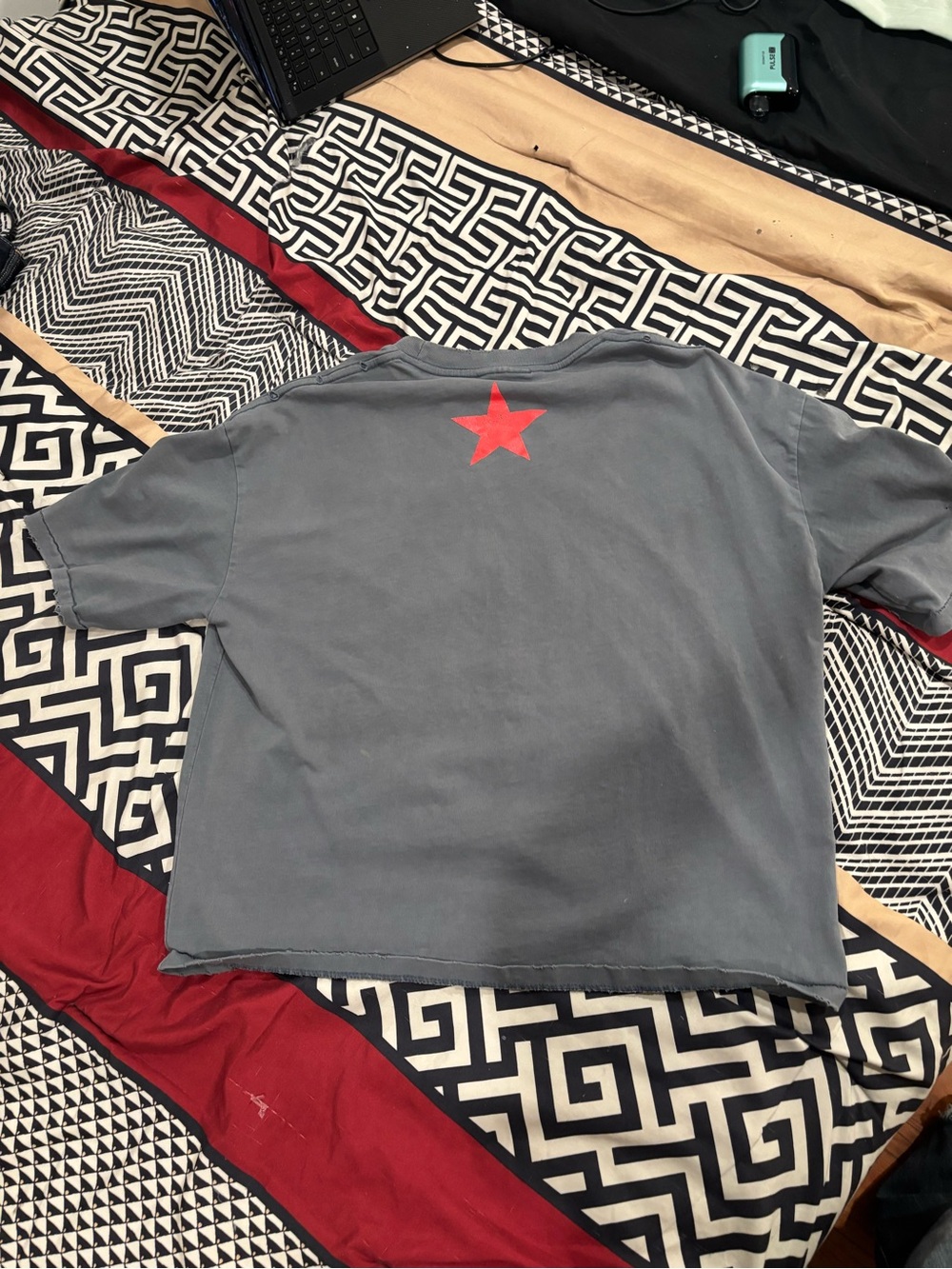 Kids Grey Short-Sleeve Tee with Red Star Graphic